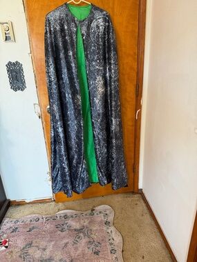 Warner Bros. Black Patterned Maxi Skirt with Green Lining